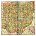Ohio Vintage Map Set of 4 Coasters