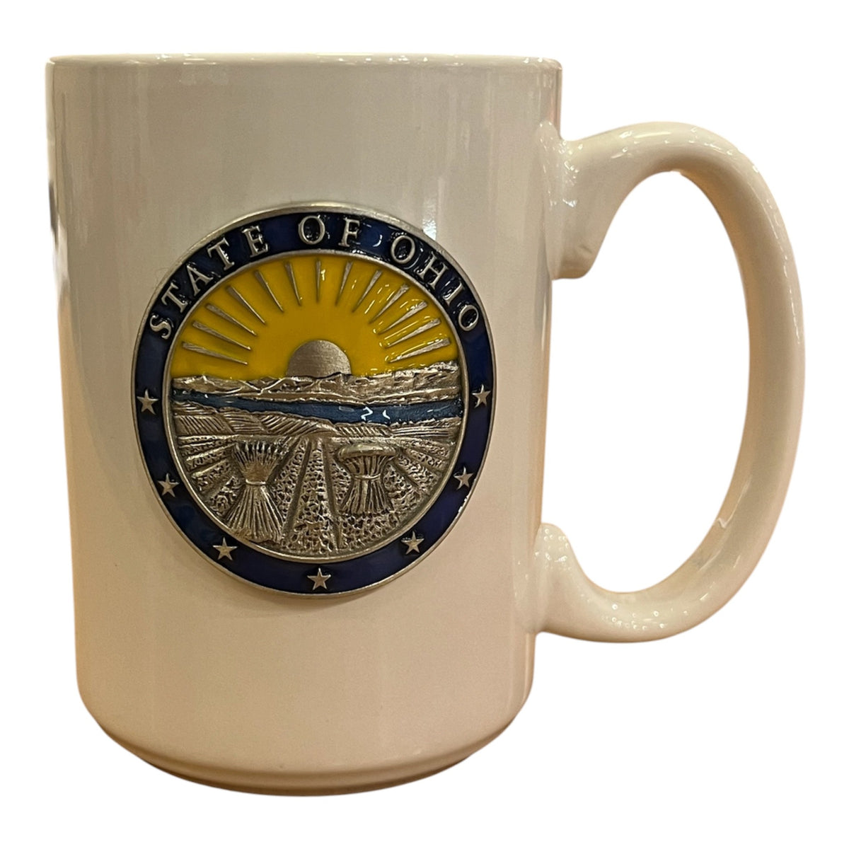 Pewter State Seal White Enamel Mug