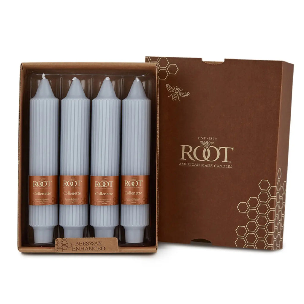 Root 7'' Grecian Taper Set of 4 Candles Platinum Light Blue