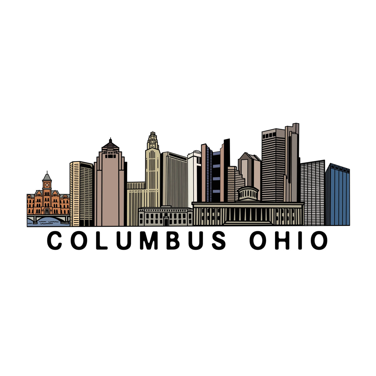 Columbus Color Skyline Sticker