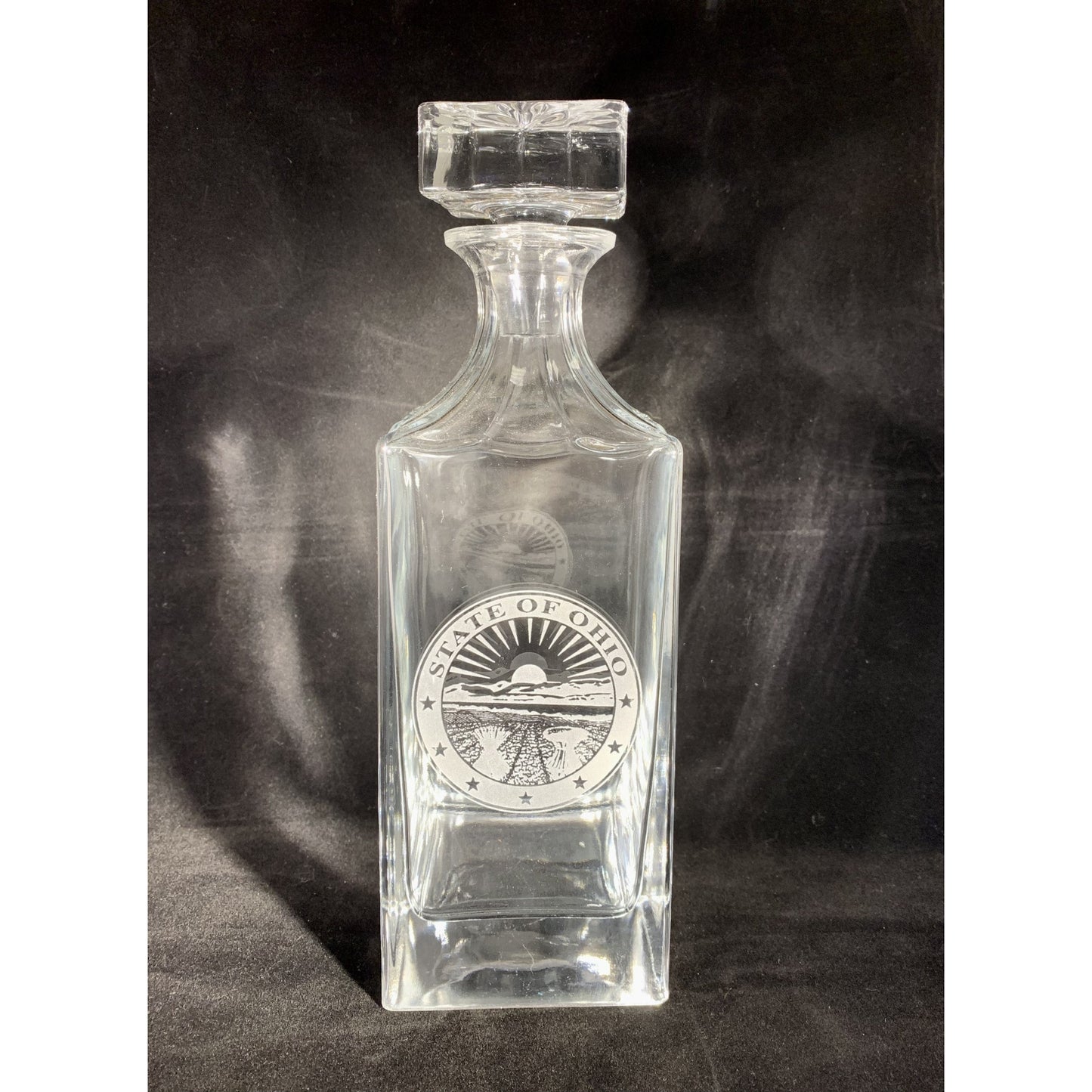 State Seal Glass Etched Decanter