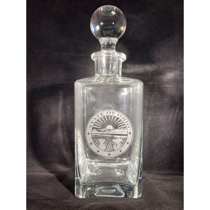 State Seal Glass Etched Decanter