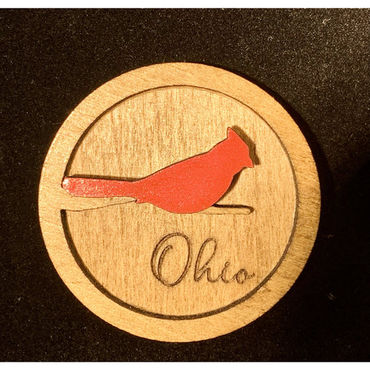 Wooden Cardinal Magnet