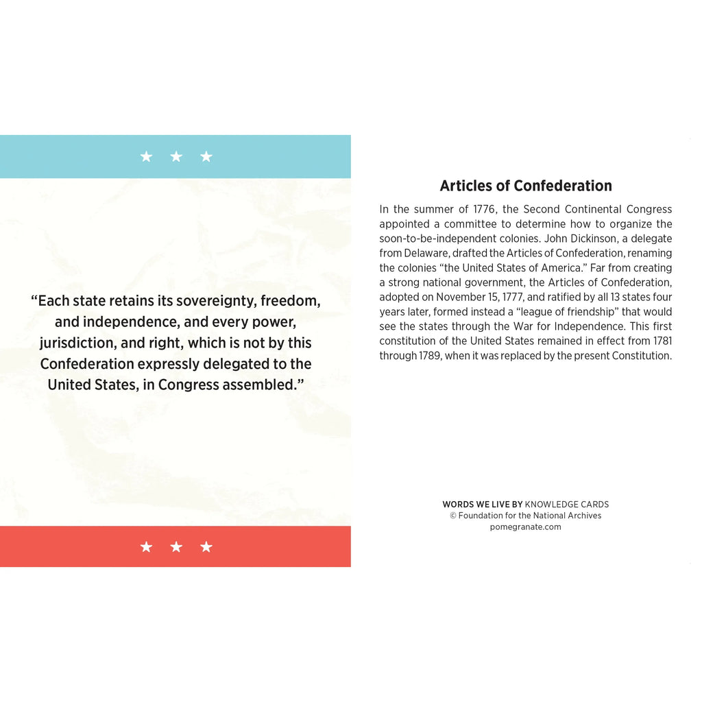 Words We Live By A Quiz Deck on American Historical Documents Knowledge Cards
