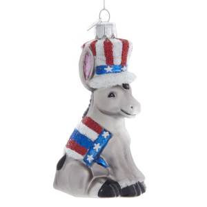 Glass Donkey Ornament Democrat