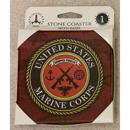 Military, Police & Firefighter Stone Coasters w/ Easel