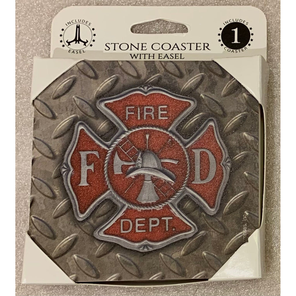 Military, Police & Firefighter Stone Coasters w/ Easel