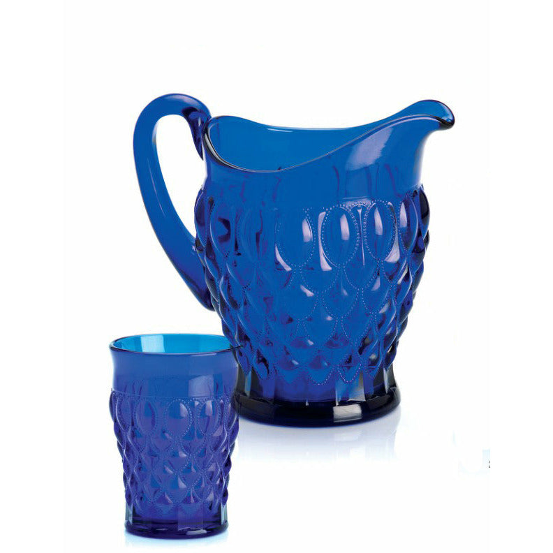 Elizabeth Cobalt Glass Pitcher and Tumblers