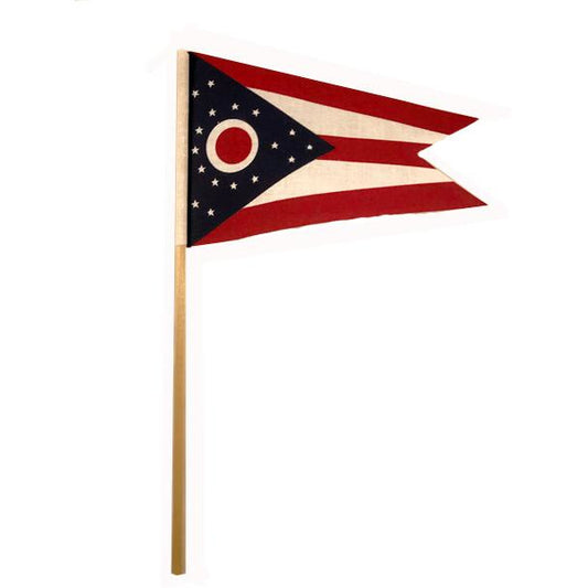 Small Ohio Muslin Flag on a stick