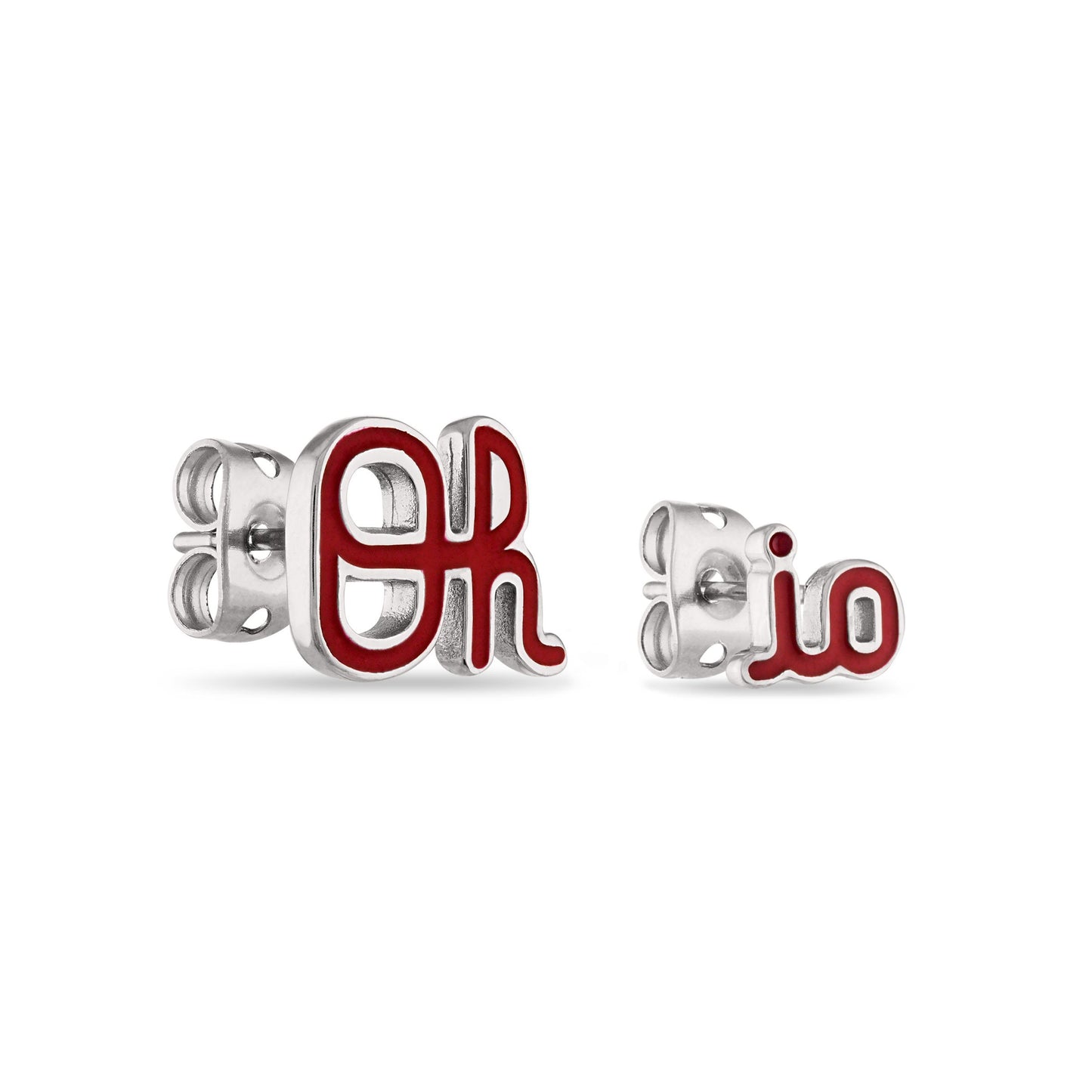 Red Script Ohio Stud Earrings