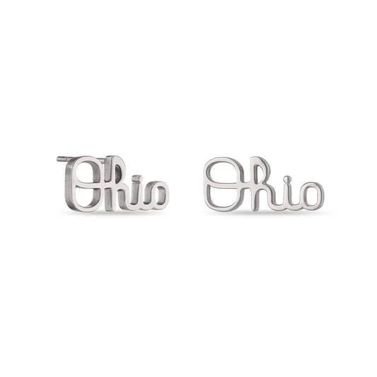Script Ohio Stud Earrings