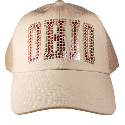 Ohio Red and Silver Sparkle Ladies Hat