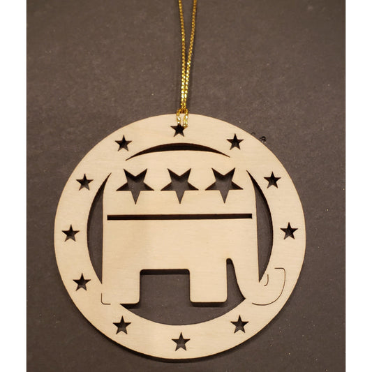 Wooden Republican Ornament